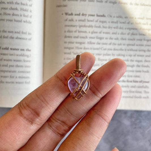 Amethyst copper wire wrapped pendant