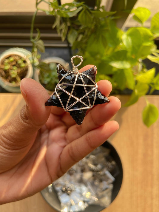 Black Obsidian Star Pendant | Breaks Pattern, Remove Blockages & Emotional Healer