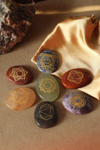 Seven Chakra Palm Stone Set -  Set of 7 Palm Stones