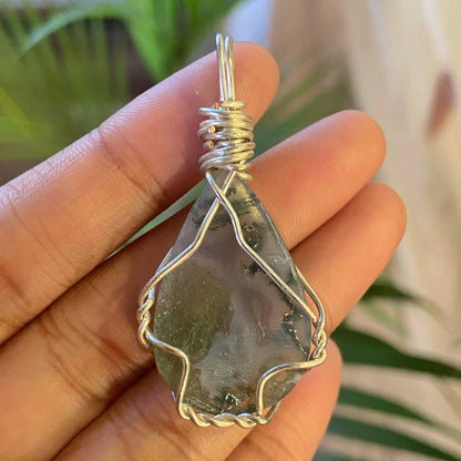 Moss Agate Wire Wrapped Pendant | | Stone of wealth, attracting abundance