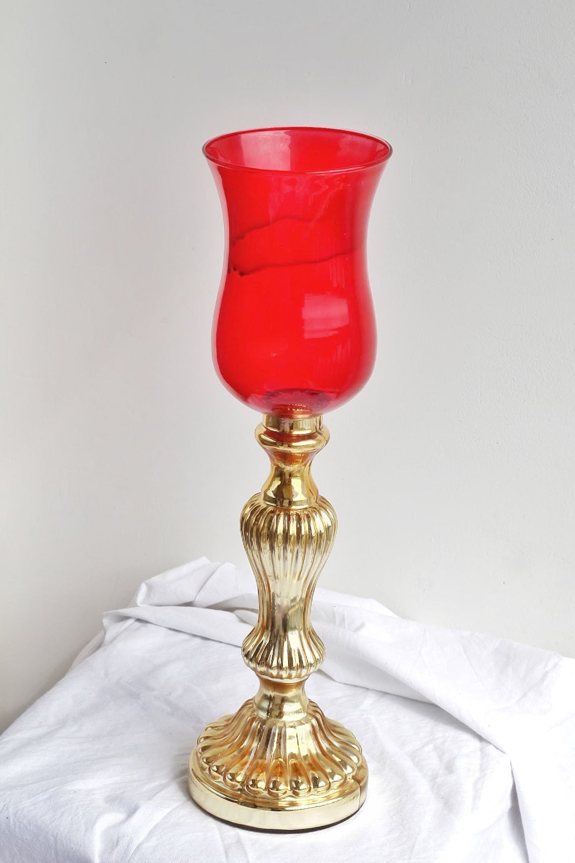 Vintage Red Tinted Glass Candle Holder