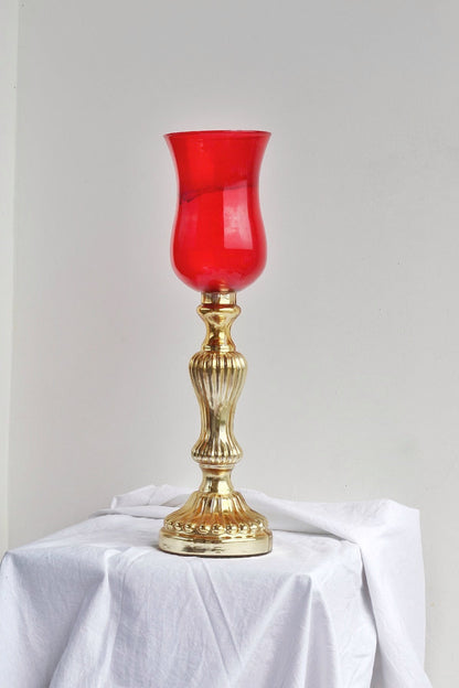 Vintage Red Tinted Glass Candle Holder