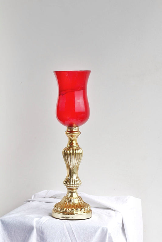 Vintage Red Tinted Glass Candle Holder