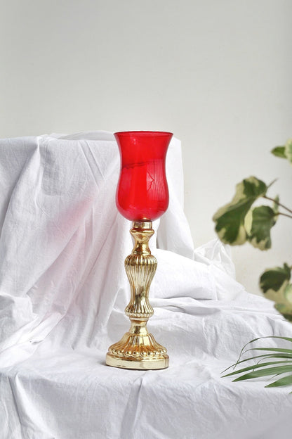 Vintage Red Tinted Glass Candle Holder