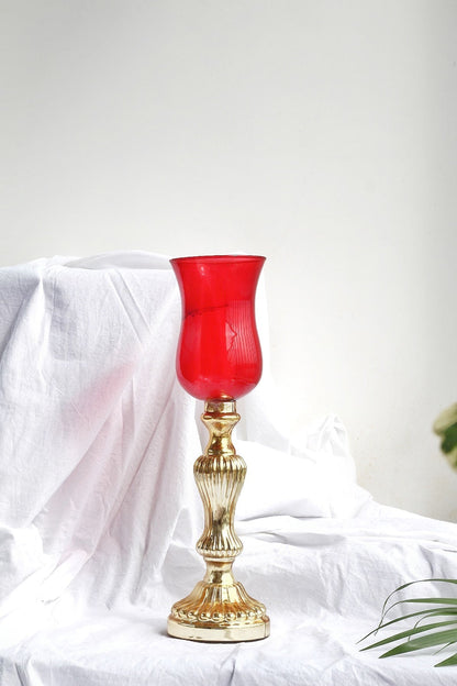 Vintage Red Tinted Glass Candle Holder