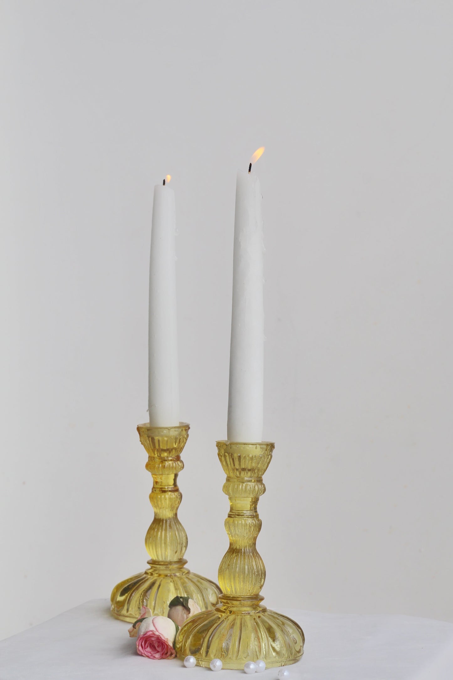 Yellow Vintage Glass Candle Holder