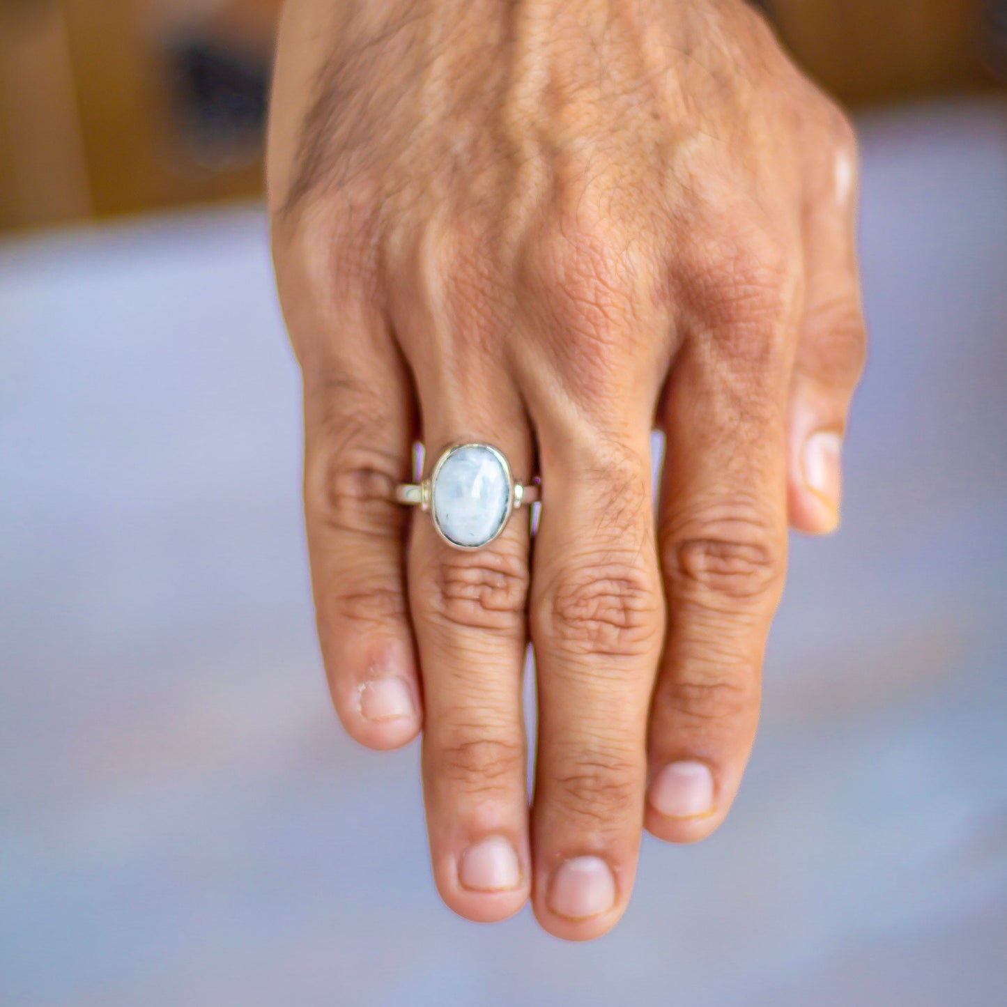 Rainbow Moonstone fine Silver Ring | | Cultivates Compassion & empathy