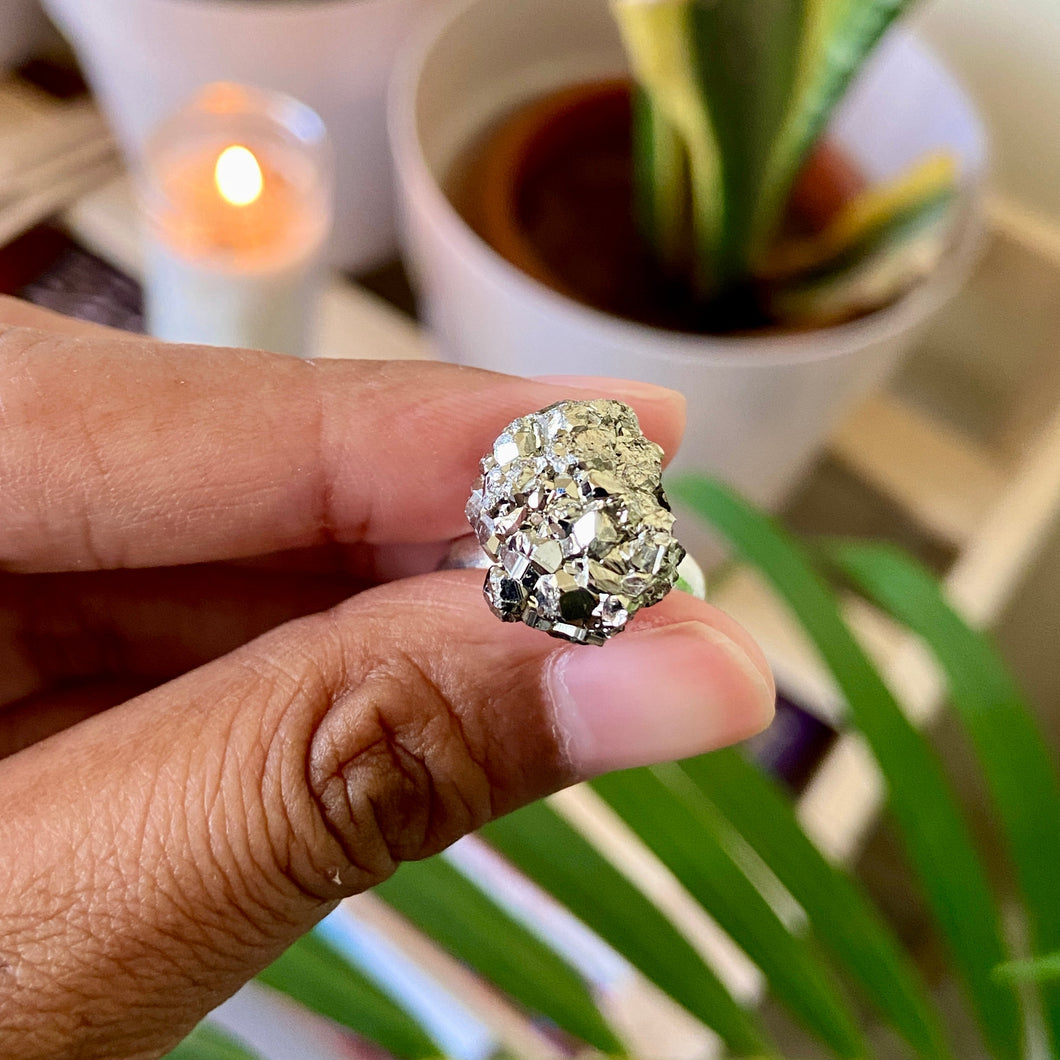 Raw Pyrite Cluster Ring