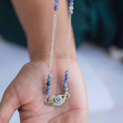 Sodalite with evil eye charm Necklace