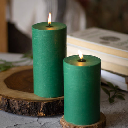 Green Pillar Unscented Soy Candle