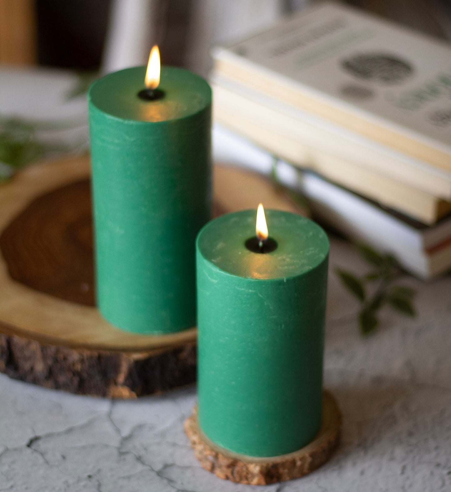 Green Pillar Unscented Soy Candle