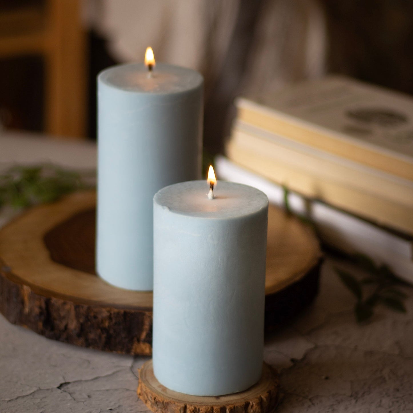 Blue Pillar Unscented Soy Candle