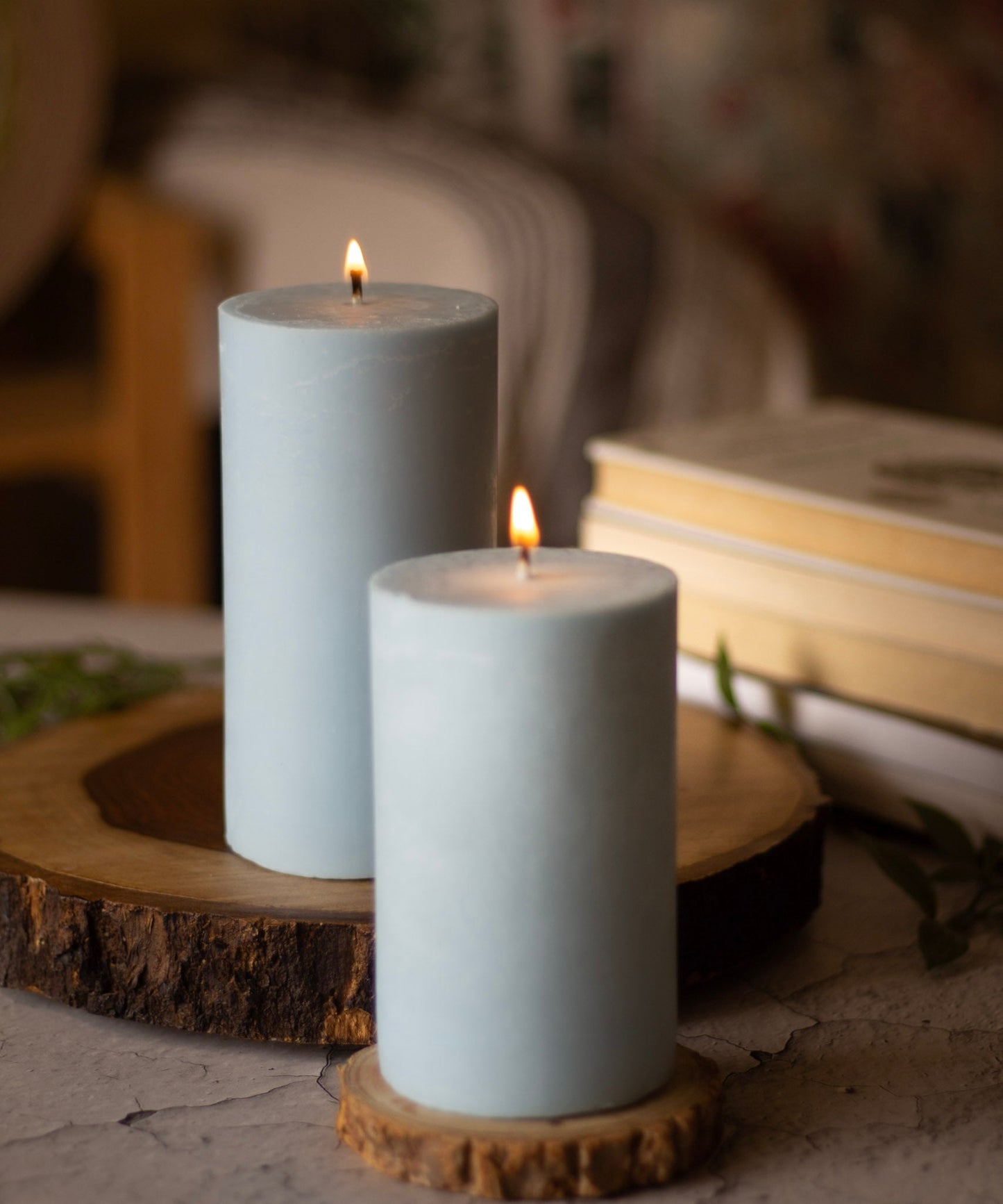 Blue Pillar Unscented Soy Candle