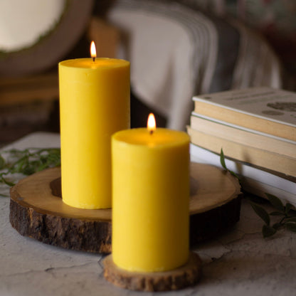 Yellow Pillar Unscented Soy Candle