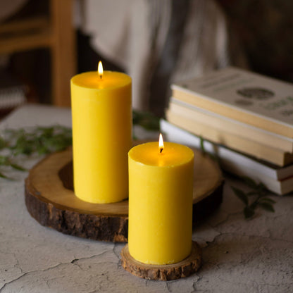 Yellow Pillar Unscented Soy Candle