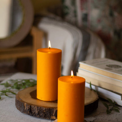 Orange Pillar Unscented Soy Candle