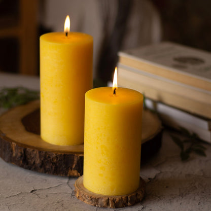 Yellow Pillar Unscented Paraffin Candle