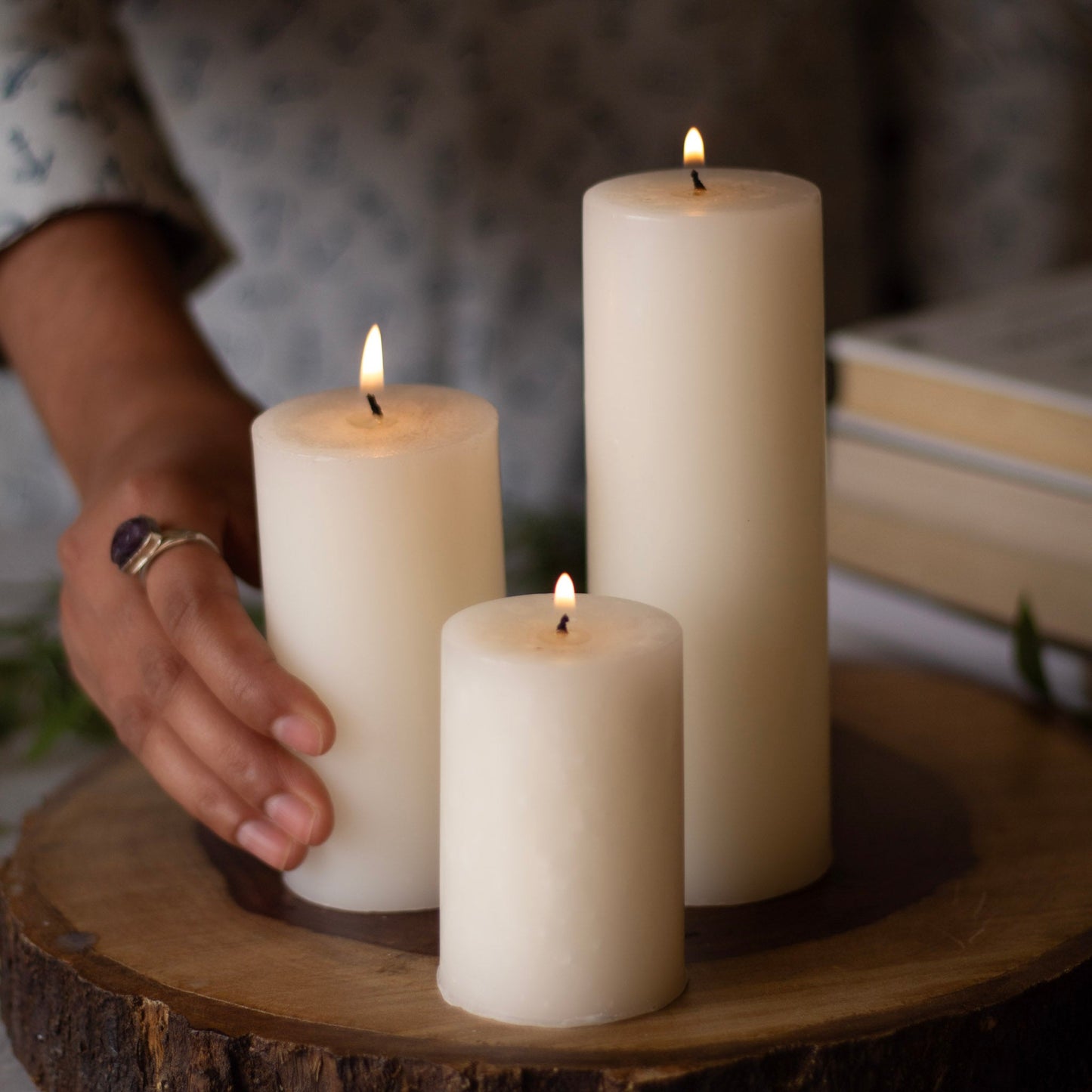 White Unscented Candle | Set of 3