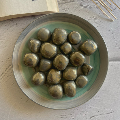 High Quality Pyrite Tumble Stone (Almost size of mini Sphere)