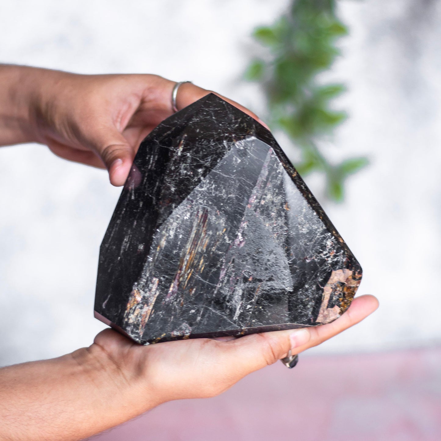 Black Tourmaline Irregular Towers | Mica Inclusion - 1800 Gm | Stone of Protection