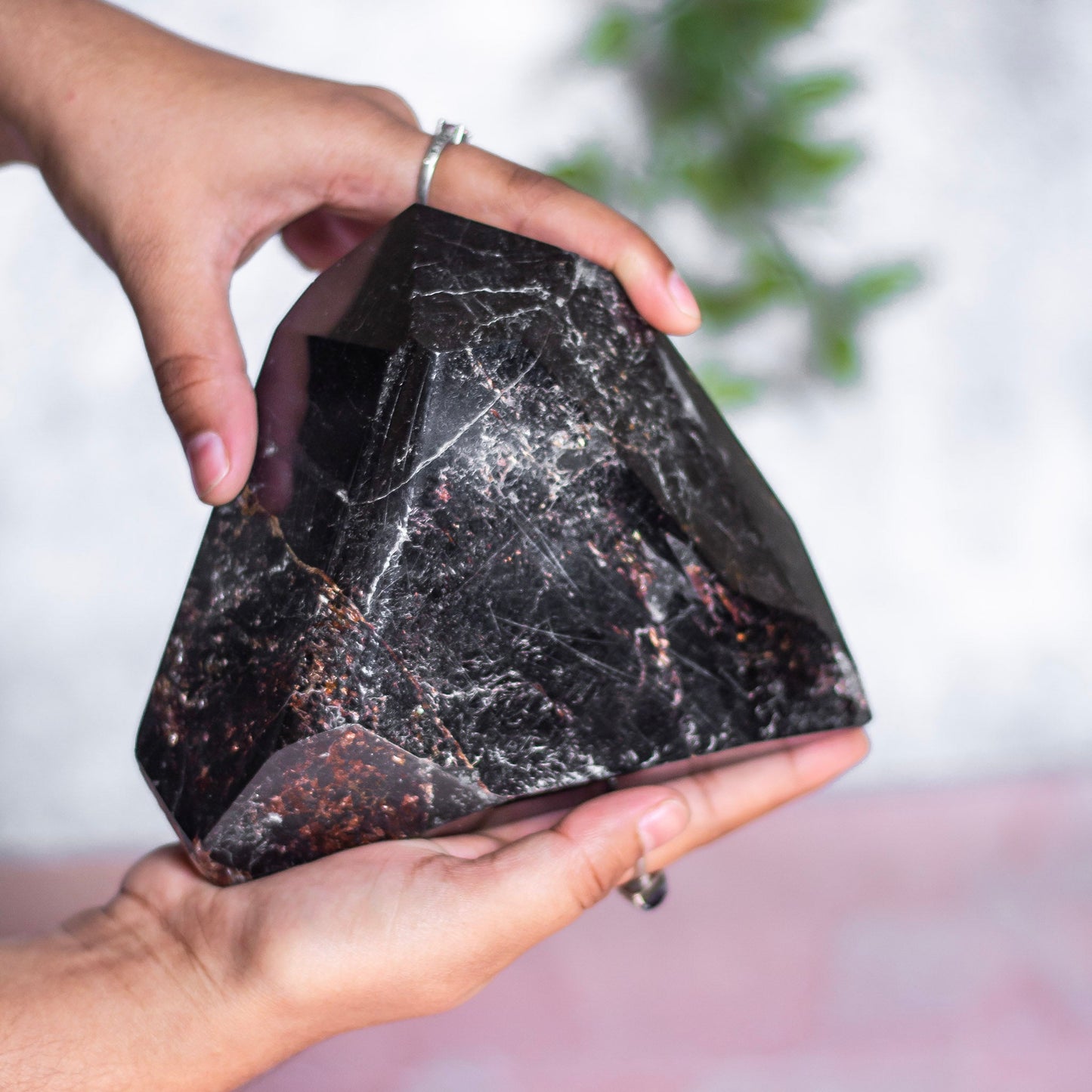 Black Tourmaline Irregular Towers | Mica Inclusion - 1800 Gm | Stone of Protection