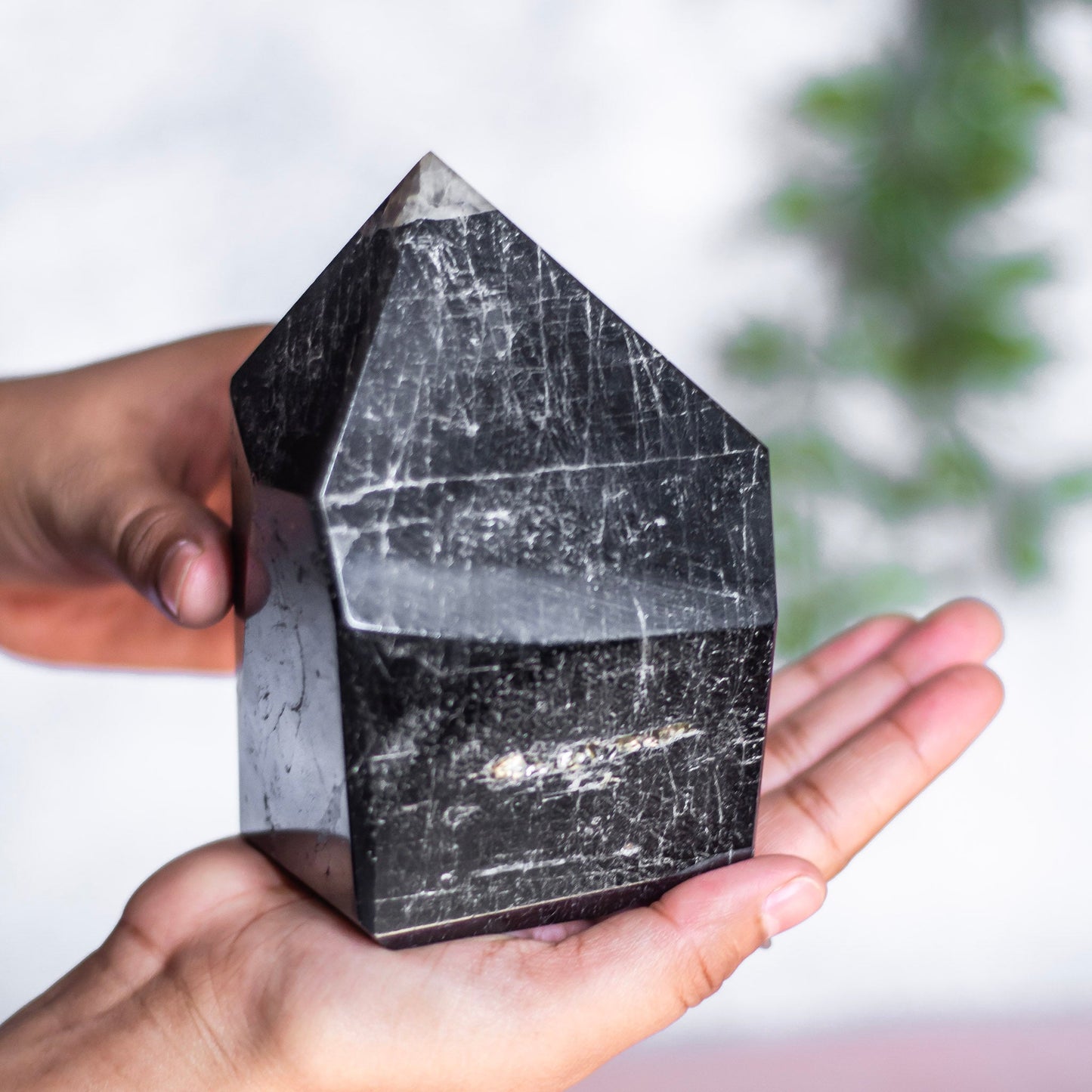 Black Tourmaline Irregular Towers | Mica Inclusion - 1350 Gm | Stone of Protection