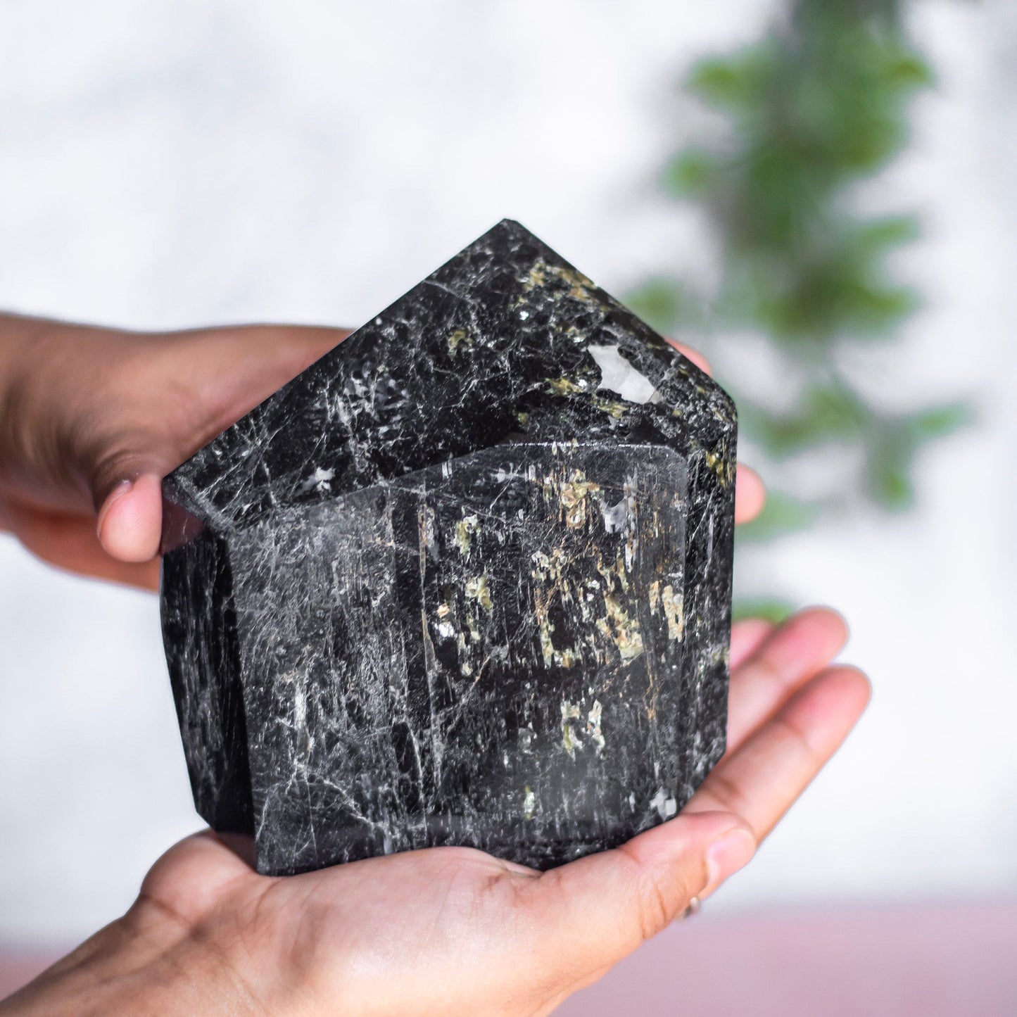 Black Tourmaline Irregular Towers | Mica Inclusion - 1250 Gm | Stone of Protection