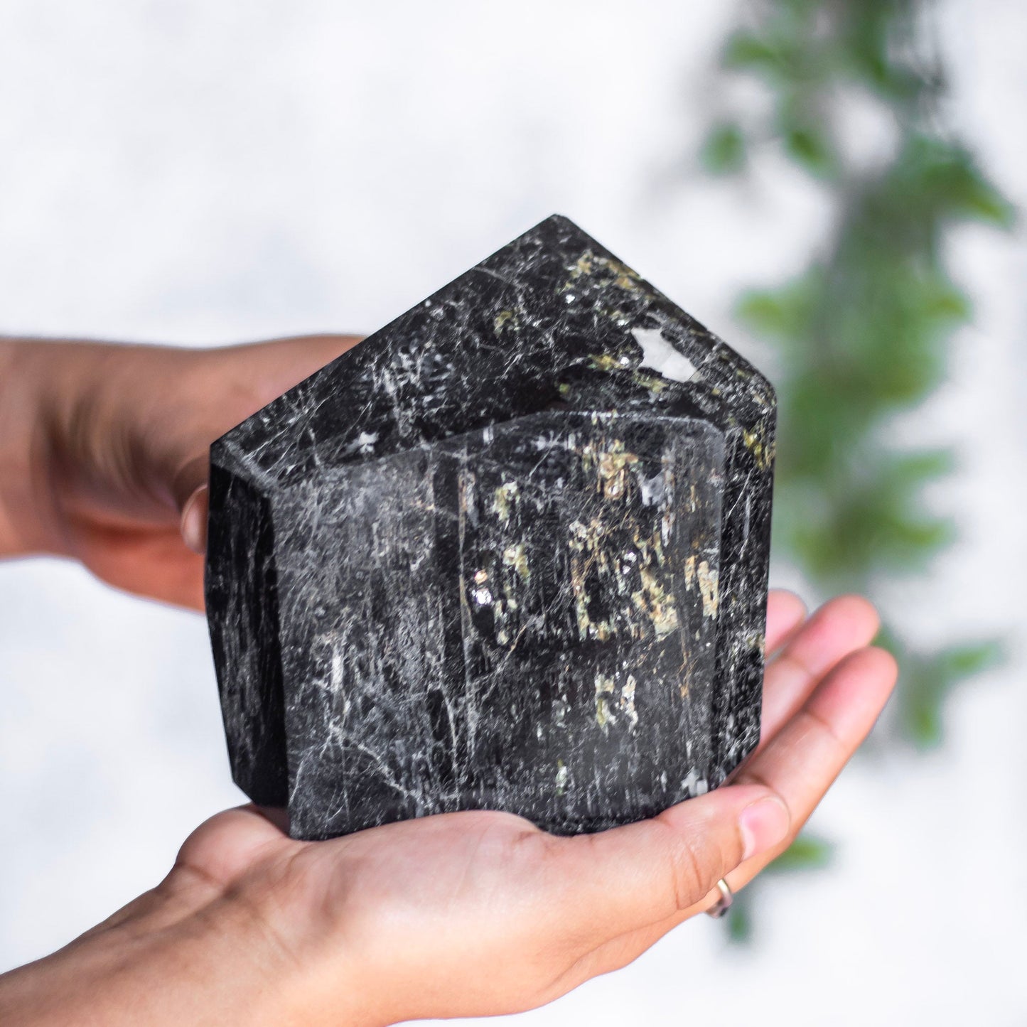 Black Tourmaline Irregular Towers | Mica Inclusion - 1250 Gm | Stone of Protection