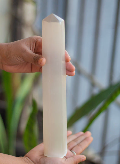 Selenite XXL Tower (Satin Spar Selenite) - 630 Gm | Stone for Spiritual work & Cleansing