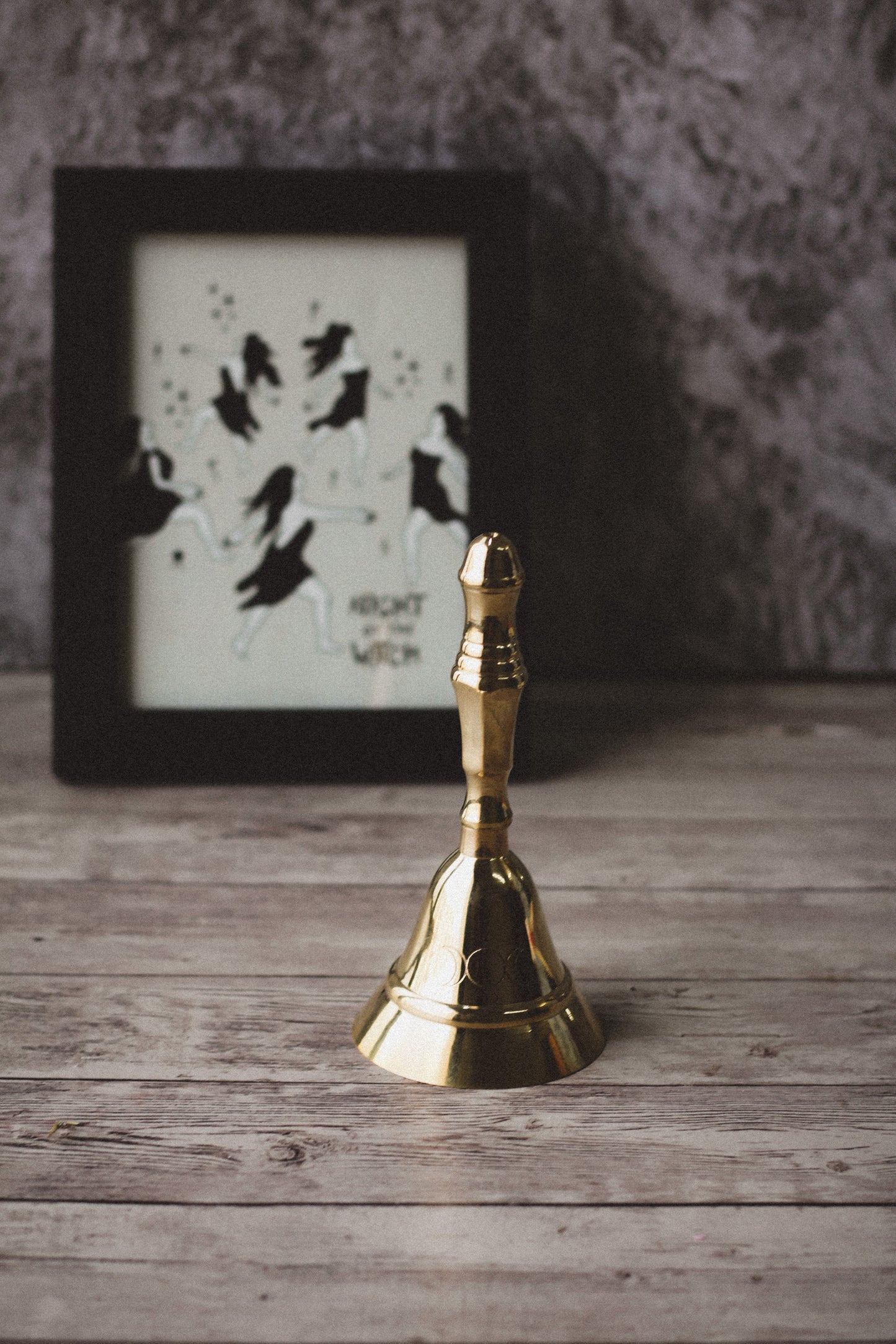 Brass Altar Bell with Triple Moon Symbol
