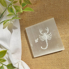 Load image into Gallery viewer, Scorpio Zodiac Carved Selenite Plate - 3 Inches
