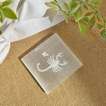 Load image into Gallery viewer, Scorpio Zodiac Carved Selenite Plate - 3 Inches
