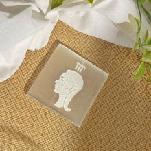 Load image into Gallery viewer, Virgo Zodiac Carved Selenite Plate - 3 Inches
