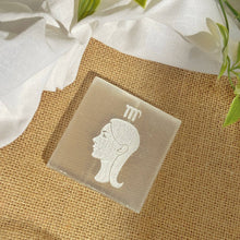 Load image into Gallery viewer, Virgo Zodiac Carved Selenite Plate - 3 Inches
