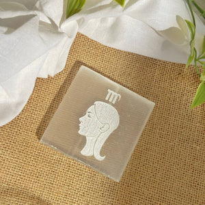 Virgo Zodiac Carved Selenite Plate - 3 Inches