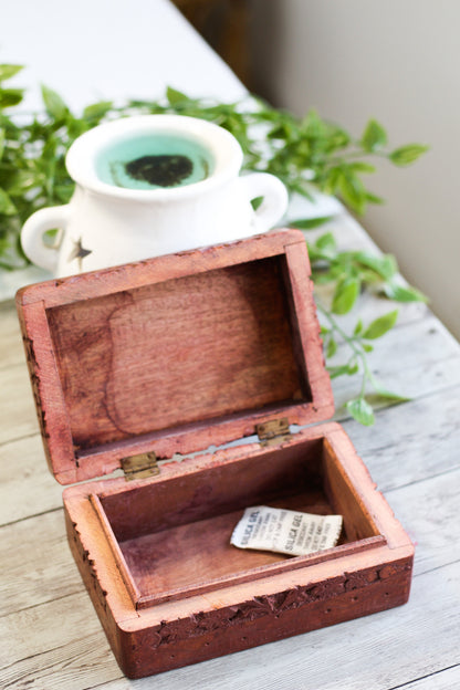 Triple Moon Carved Wooden Box