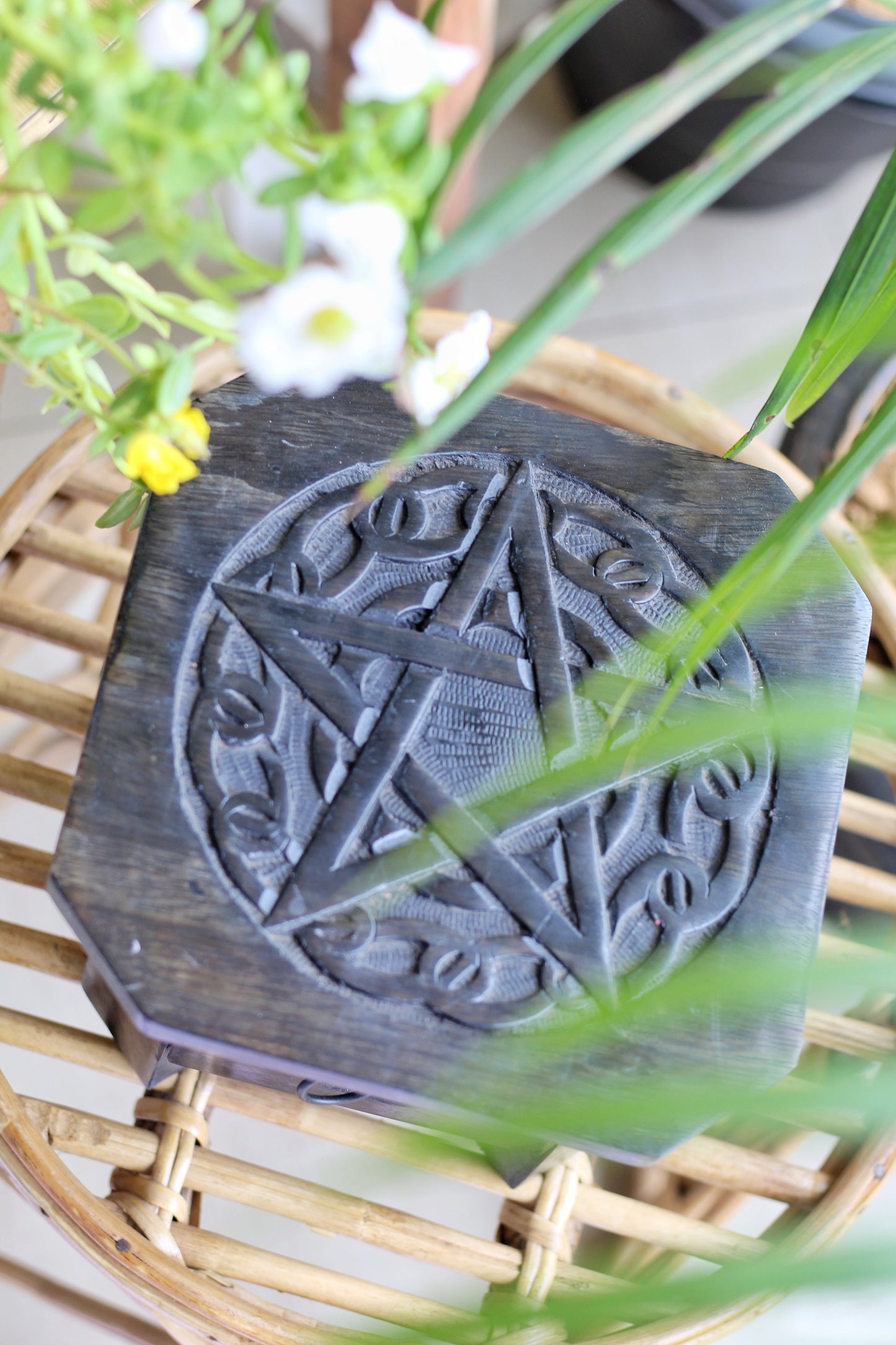 Altar Table with Carved Pentacle