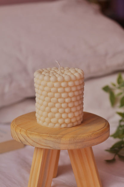 Pearl Irregular Pillar Candle - White