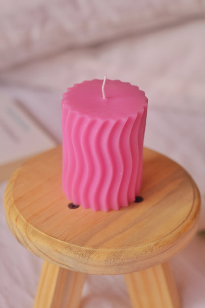Irregular Pillar Soy Candle - Pink