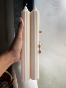Long Textured Taper Candles | White - 10 Inches