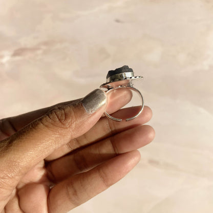 Black Tourmaline Adjustable Ring