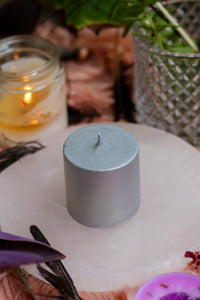 Silver Pillar Candle (Goddess)