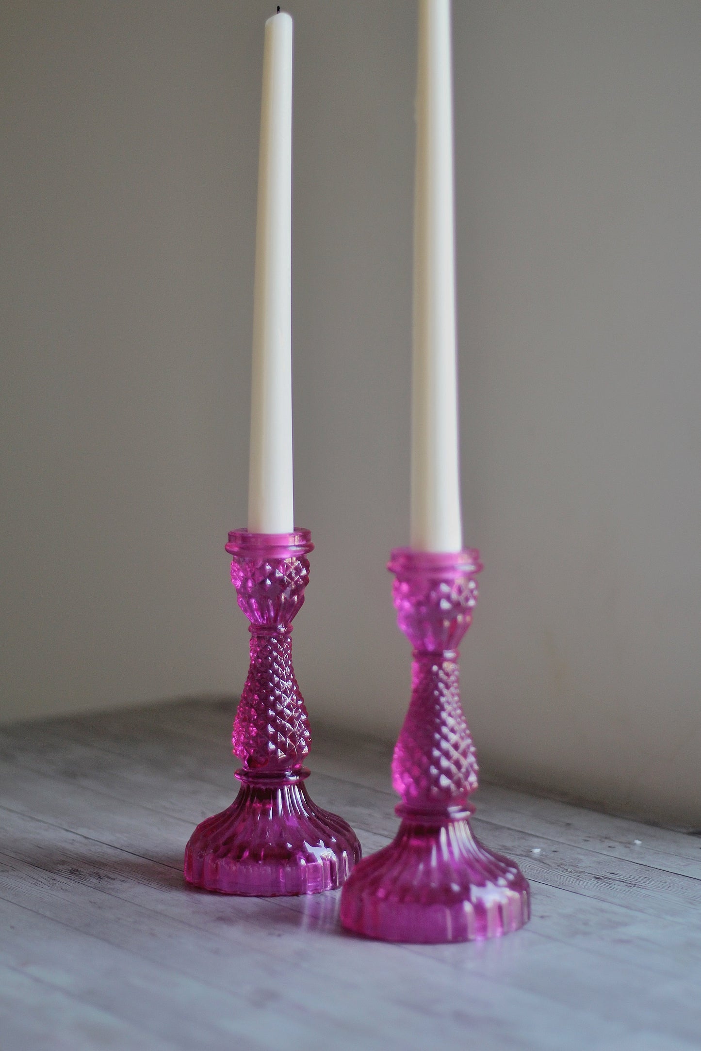 Pink Vintage Glass Candle Holder