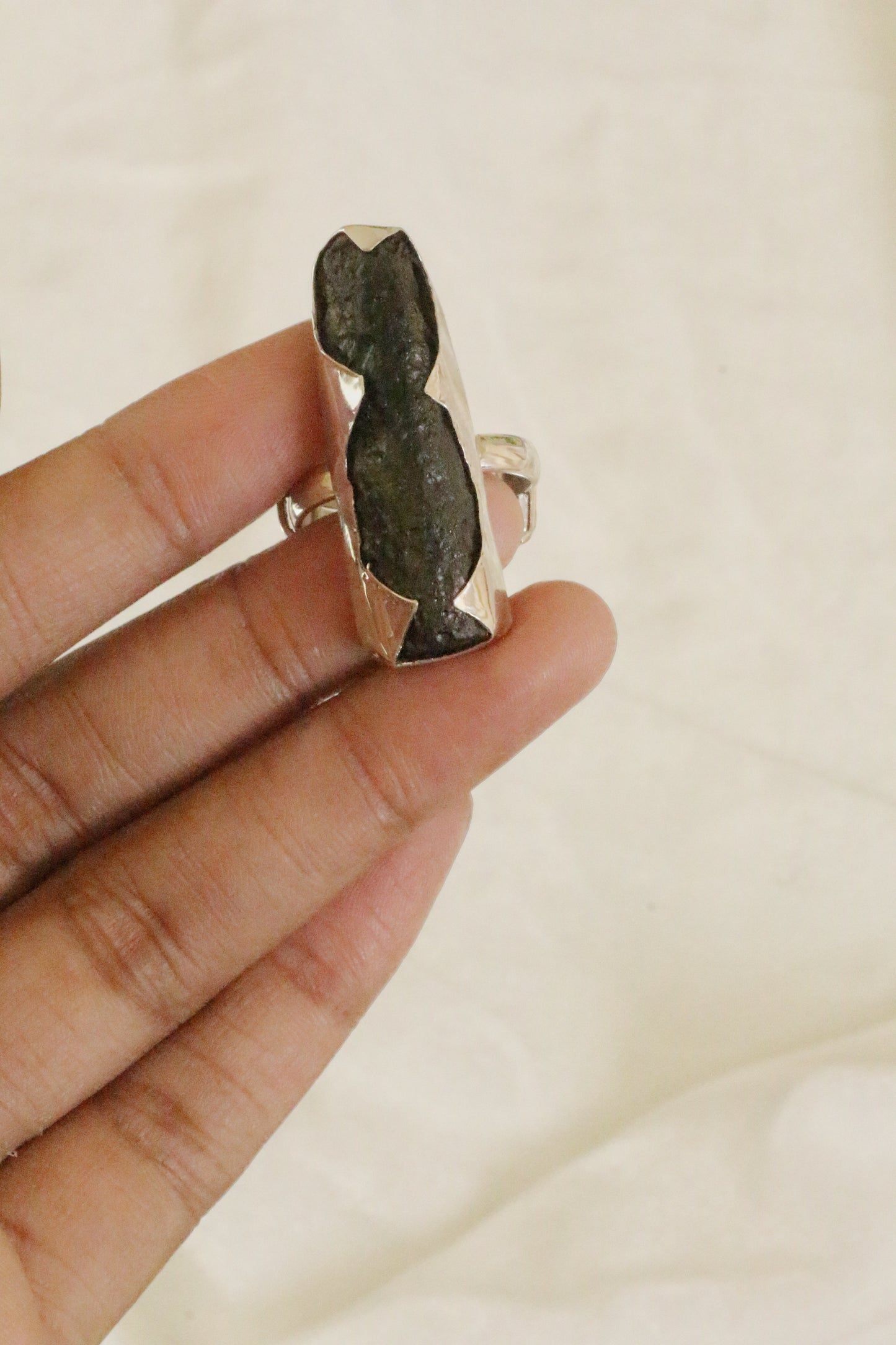 Tektite Silver Ring