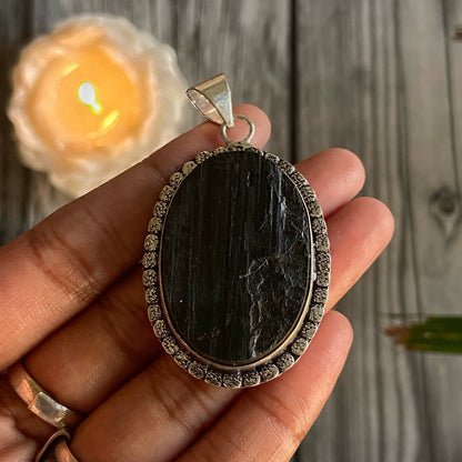 Black Tourmaline Pendant | Medium