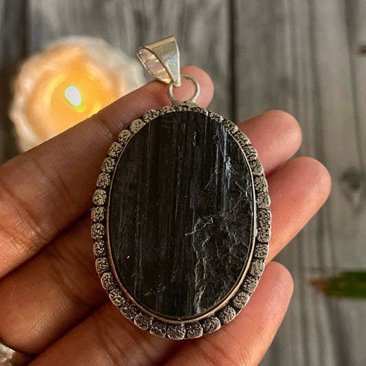 Black Tourmaline Pendant | Large