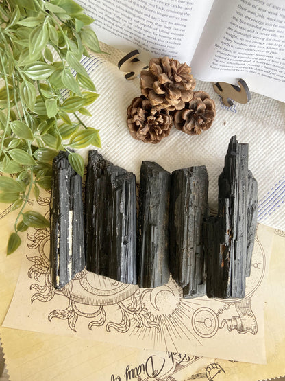 Natural Raw Black Tourmaline Huge Stone with Mica Inclusion Grounding & Protection