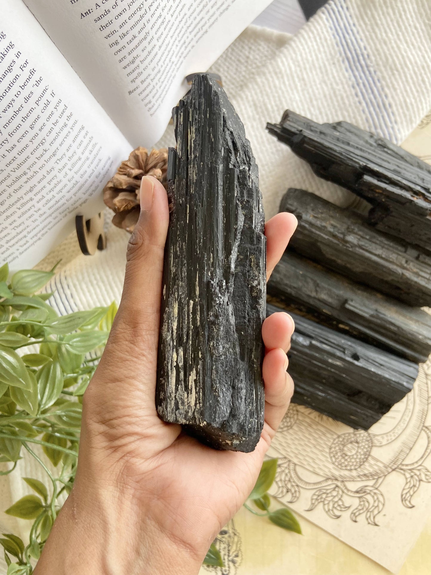 Natural Raw Black Tourmaline Huge Stone with Mica Inclusion Grounding & Protection