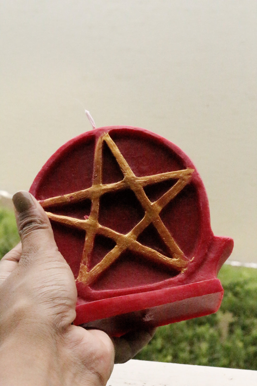 Pentacle Altar Candle with Gold Detail