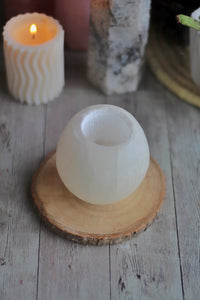 Egg Shape Selenite Candle Holder